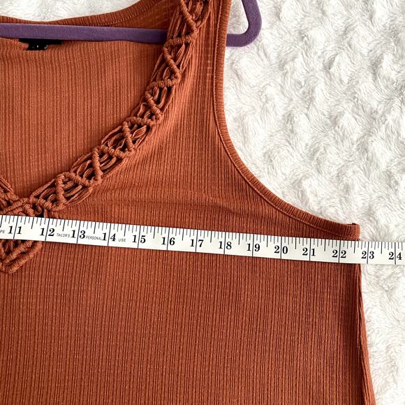 Torrid Orange Rust Auburn V-Neck Macrame Crochet Boho Summer Tank Top 1X - Picture 8 of 8